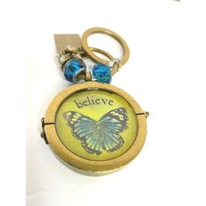 Butterfly Keychain Cabochon Key Chain, Believe